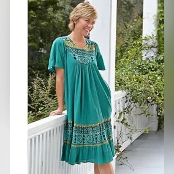 National dress cotton crinkle southwestern print boho PXL - Picture 10 of 10